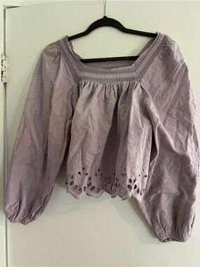 Lavender Embroidered Peasant Top- Universal Threads